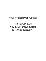 Acer X1140A Kullanım kılavuzu