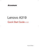 Lenovo A319 Hızlı başlangıç ​​Kılavuzu