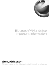 Sony Ericsson BLUETOOTH HANDSFREE El kitabı