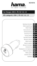 Hama 00210576 Car Charger, USB-C, PD/ QC 3.0, 2.0 El kitabı