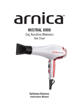 Arnica Mistral 8900 Profesyonel Saç Kurutma Makinesi Kullanım kılavuzu